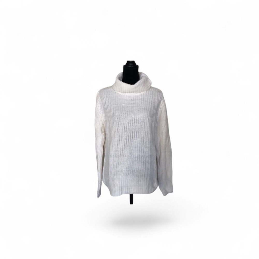 Danier classic alpaca wool cream white knit alps convertible neck sweater small